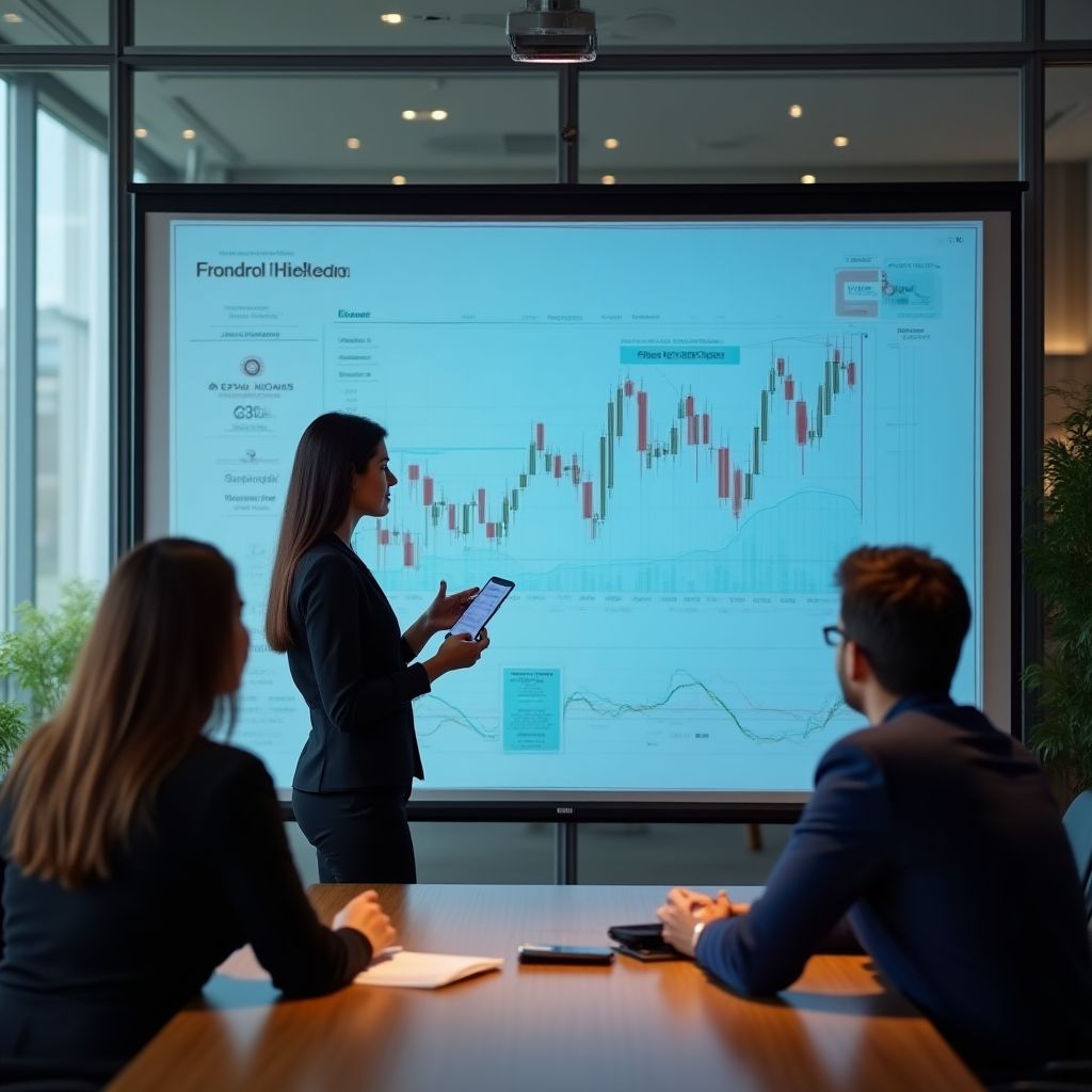 Consultor explicando estrategia financiera a cliente